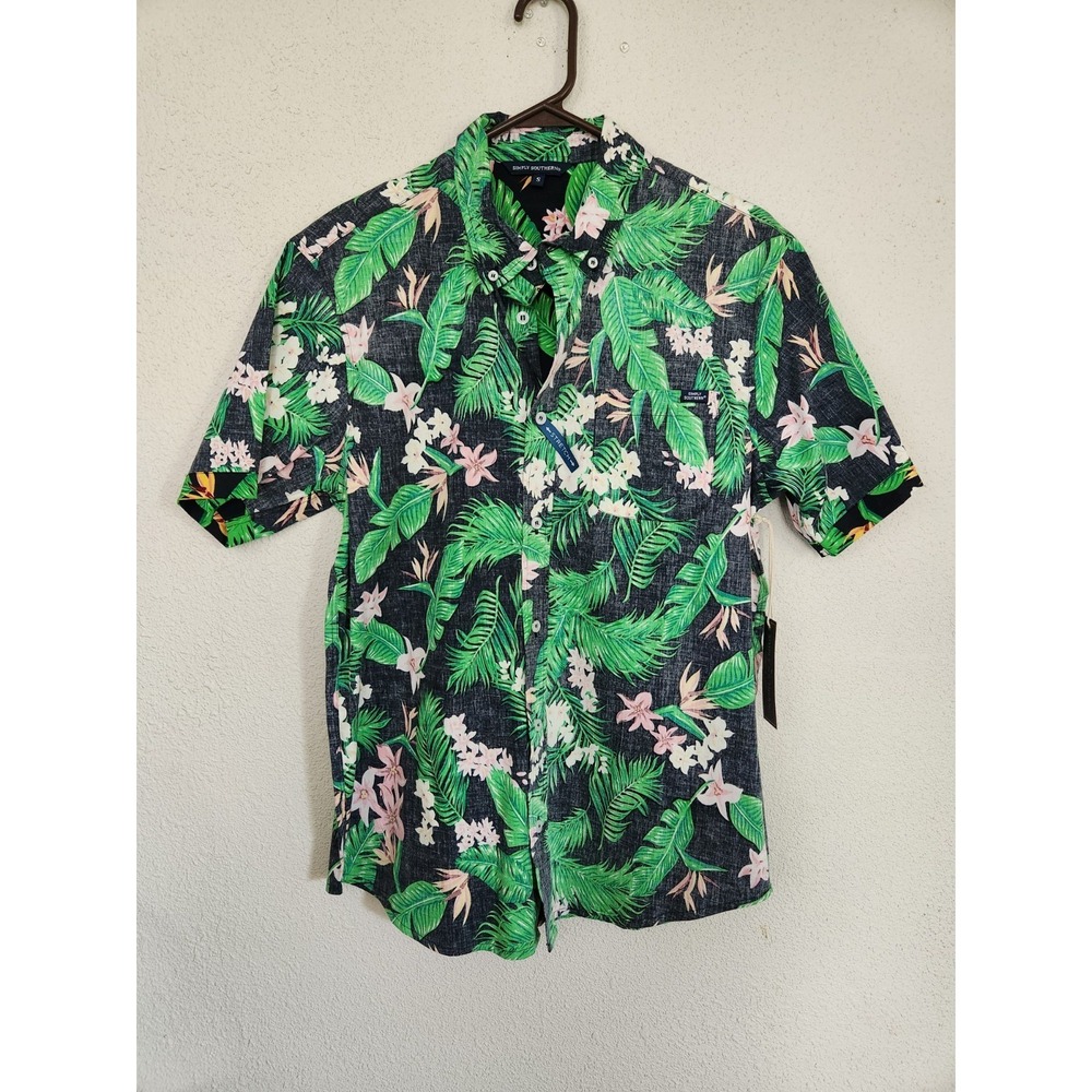 Simply Southern Mens Short Sleeve Button‎ Shirt Hawaiian Beachy Size Small NWT